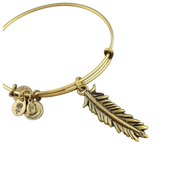 Alex and Ani Jewelry - Alex and Ani LARGE FEATHER Charm Bangle Bracelet in Russian Gold